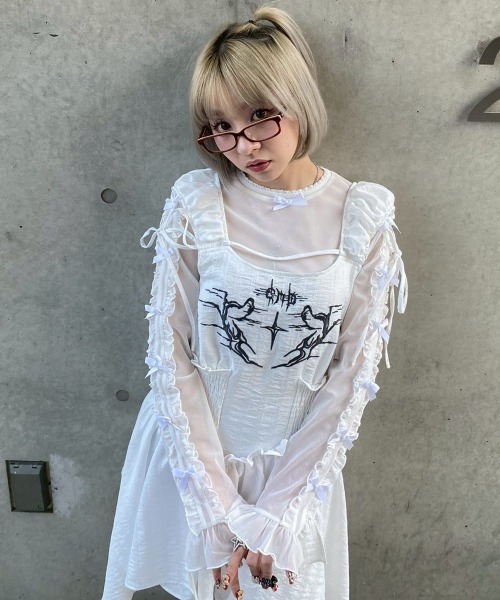 Candy Stripper（キャンディストリッパー）の「DOLLY RIBBON TULLE FRILL トップス（その他トップス・レディース・ブラック/ピンク/オフホワイト・FREE）」の17枚目の写真
