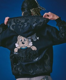 GALFY | GALFY（ガルフィー）ファイヤーピカピカZIPパーカー/刺繍/ラインストーン/スウェットジップアップパーカー(パーカー)