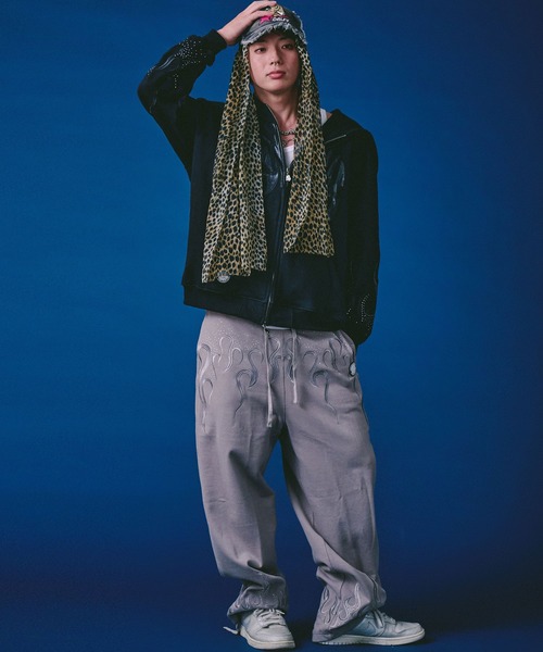 GALFY（ガルフィー）の「GALFY（ガルフィー）ファイヤーピカピカZIPパーカー/刺繍/ラインストーン/スウェットジップアップパーカー（パーカー・メンズ・グレイッシュベージュ/ブラック/サックスブルー・LL/L/M）」の9枚目の写真