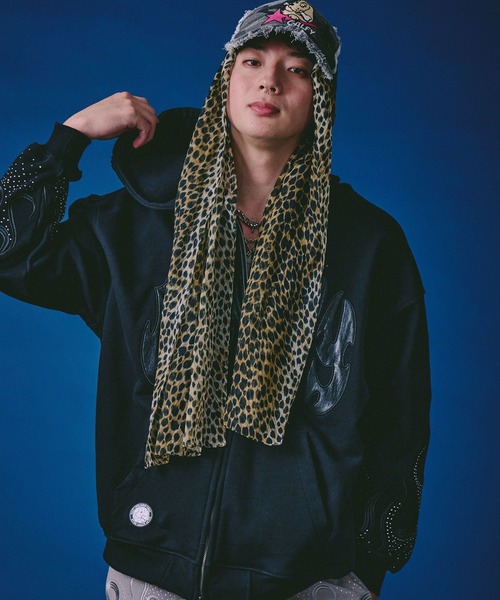 GALFY（ガルフィー）の「GALFY（ガルフィー）ファイヤーピカピカZIPパーカー/刺繍/ラインストーン/スウェットジップアップパーカー（パーカー・メンズ・グレイッシュベージュ/ブラック/サックスブルー・LL/L/M）」の7枚目の写真