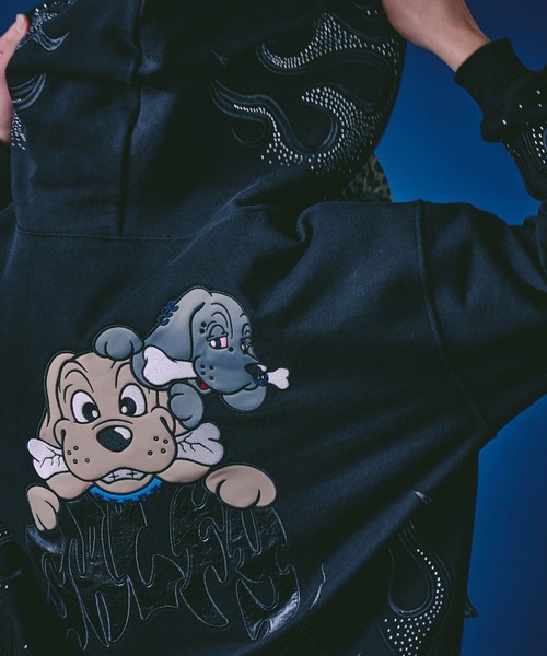 GALFY（ガルフィー）の「GALFY（ガルフィー）ファイヤーピカピカZIPパーカー/刺繍/ラインストーン/スウェットジップアップパーカー（パーカー・メンズ・グレイッシュベージュ/ブラック/サックスブルー・LL/L/M）」の4枚目の写真