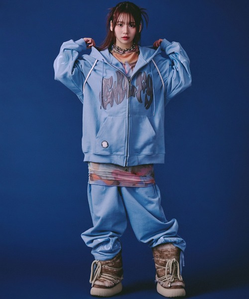 GALFY（ガルフィー）の「GALFY（ガルフィー）ファイヤーピカピカZIPパーカー/刺繍/ラインストーン/スウェットジップアップパーカー（パーカー・メンズ・グレイッシュベージュ/ブラック/サックスブルー・LL/L/M）」の22枚目の写真