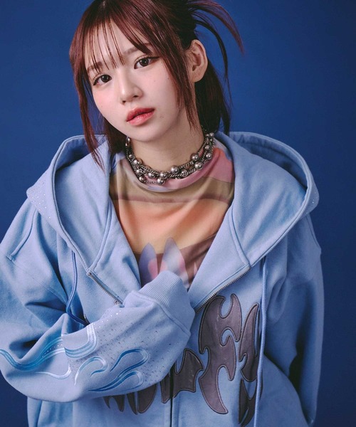 GALFY（ガルフィー）の「GALFY（ガルフィー）ファイヤーピカピカZIPパーカー/刺繍/ラインストーン/スウェットジップアップパーカー（パーカー・メンズ・グレイッシュベージュ/ブラック/サックスブルー・LL/L/M）」の20枚目の写真