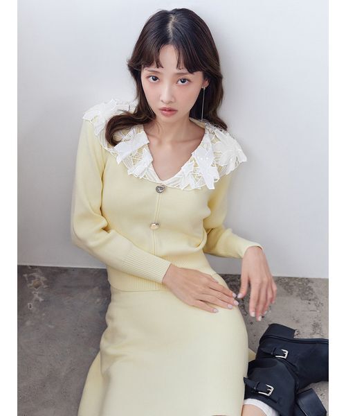 SNIDEL（スナイデル）の「ミニニットセット（ワンピース・レディース・ブラック/イエロー/グレー・F）」の21枚目の写真