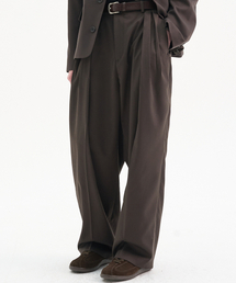 TRIP LE SENS | カスタムピンタックカーブドワイドスラックス_ブラウン(スラックス)