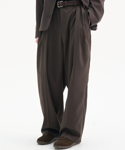 TRIP LE SENS(トリップ ル センス)の「カスタムピンタックカーブドワイドスラックス_ブラウン(スラックス・レディース・その他・30inch/32inch/34inch)」の1枚目の写真