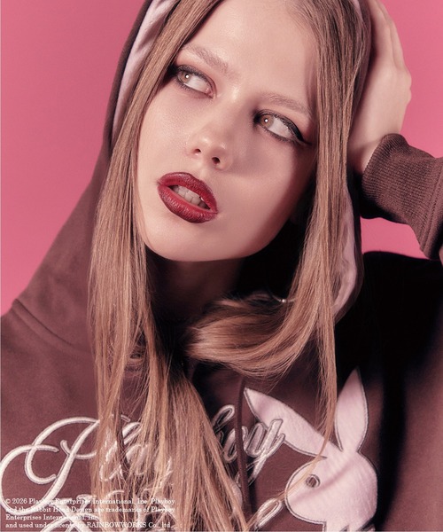 PLAYBOY（プレイボーイ）の「PLAYBOY × X-girl COMPACT ZIP UP SWEAT HOODIE（パーカー・レディース・ブラック/ブラウン・S/M）」の13枚目の写真