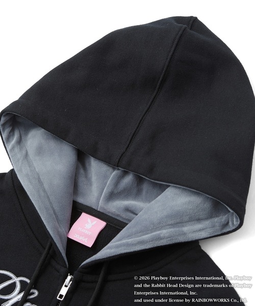 PLAYBOY（プレイボーイ）の「PLAYBOY × X-girl COMPACT ZIP UP SWEAT HOODIE（パーカー・レディース・ブラック/ブラウン・S/M）」の8枚目の写真