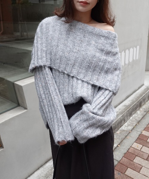 CORNERS（コーナーズ）の「ショールカラーニット（ニット/セーター・レディース・ボルドー/ブラウン/グレー/アイボリー/カーキ・M）」の3枚目の写真