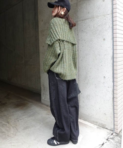 CORNERS（コーナーズ）の「ショールカラーニット（ニット/セーター・レディース・ボルドー/ブラウン/グレー/アイボリー/カーキ・M）」の6枚目の写真