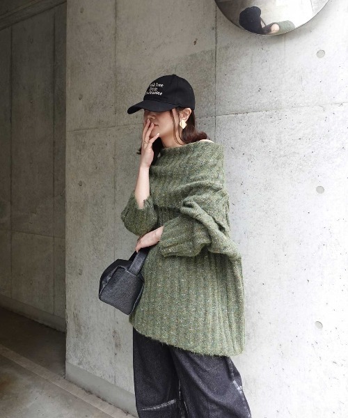 CORNERS（コーナーズ）の「ショールカラーニット（ニット/セーター・レディース・ボルドー/ブラウン/グレー/アイボリー/カーキ・M）」の9枚目の写真