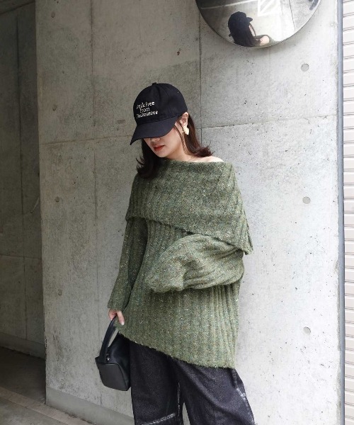 CORNERS（コーナーズ）の「ショールカラーニット（ニット/セーター・レディース・ボルドー/ブラウン/グレー/アイボリー/カーキ・M）」の10枚目の写真