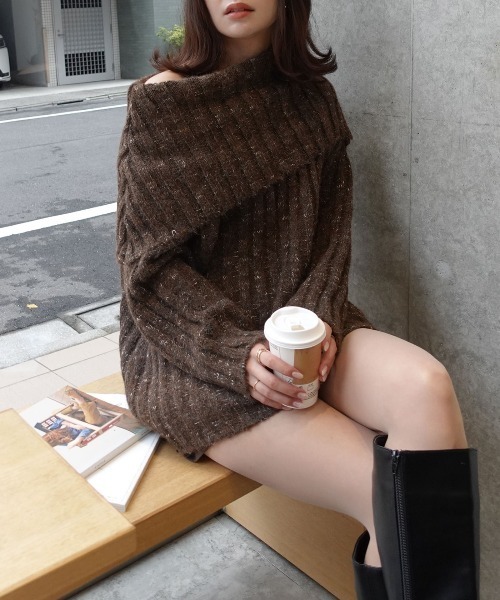 CORNERS（コーナーズ）の「ショールカラーニット（ニット/セーター・レディース・ボルドー/ブラウン/グレー/アイボリー/カーキ・M）」の12枚目の写真