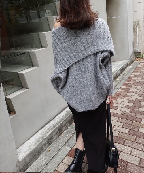 CORNERS（コーナーズ）の「ショールカラーニット（ニット/セーター・レディース・ボルドー/ブラウン/グレー/アイボリー/カーキ・M）」の14枚目の写真