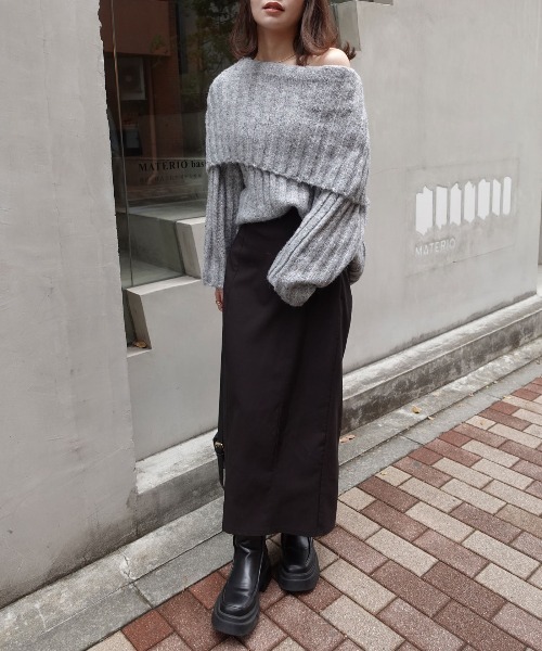 CORNERS（コーナーズ）の「ショールカラーニット（ニット/セーター・レディース・ボルドー/ブラウン/グレー/アイボリー/カーキ・M）」の15枚目の写真