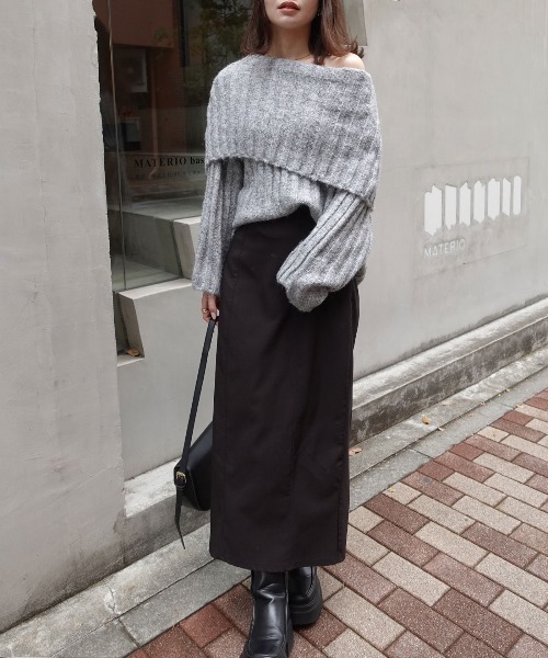 CORNERS（コーナーズ）の「ショールカラーニット（ニット/セーター・レディース・ボルドー/ブラウン/グレー/アイボリー/カーキ・M）」の16枚目の写真