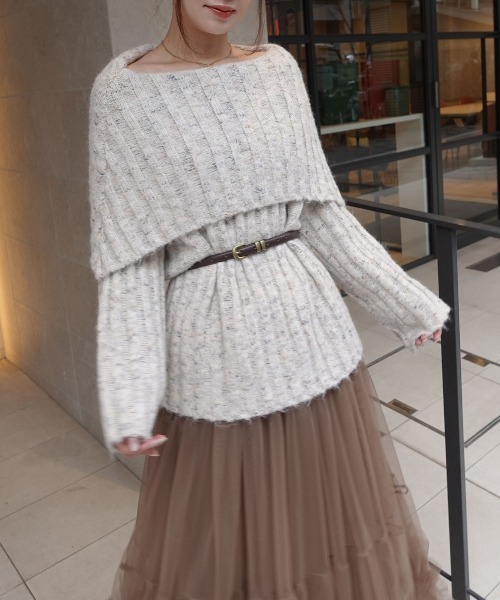 CORNERS（コーナーズ）の「ショールカラーニット（ニット/セーター・レディース・ボルドー/ブラウン/グレー/アイボリー/カーキ・M）」の19枚目の写真