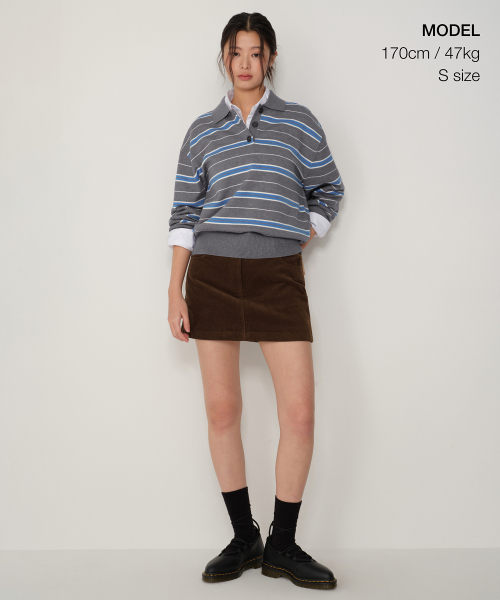 MUSINSA STANDARD WOMAN（ムシンサスタンダードウーマン）の「ウィメンズマルチストライプカラー ニット [グレー]（ニット/セーター・レディース・その他・X-SMALL/SMALL/LARGE/MEDIUM）」の4枚目の写真