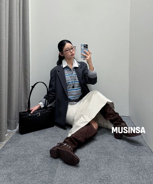 MUSINSA STANDARD WOMAN（ムシンサスタンダードウーマン）の「ウィメンズマルチストライプカラー ニット [グレー]（ニット/セーター・レディース・その他・X-SMALL/SMALL/LARGE/MEDIUM）」の9枚目の写真