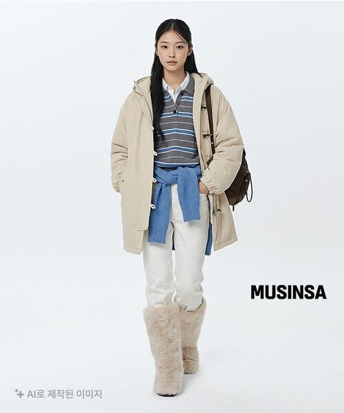 MUSINSA STANDARD WOMAN（ムシンサスタンダードウーマン）の「ウィメンズマルチストライプカラー ニット [グレー]（ニット/セーター・レディース・その他・X-SMALL/SMALL/LARGE/MEDIUM）」の3枚目の写真