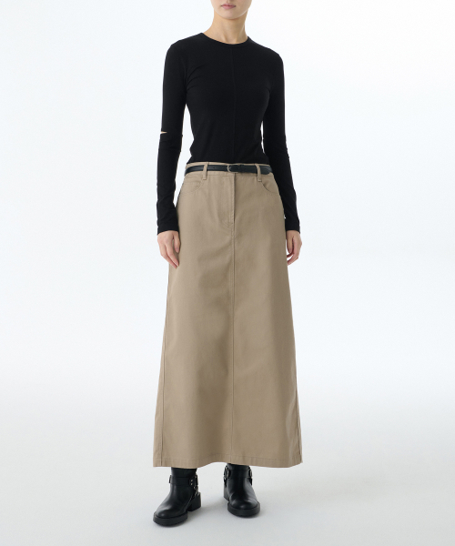 MUSINSA STANDARD WOMAN（ムシンサスタンダードウーマン）の「ウィメンズ CP マキシスカート [ベージュ]（スカート・レディース・その他・LARGE/MEDIUM/SMALL/X-SMALL/X-LARGE）」の10枚目の写真