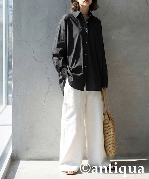 antiqua(アンティカ)の「ワイドシャツ(シャツ/ブラウス・レディース・ホワイト/ブルー/ブラック・ONESIZE)」の9枚目の写真