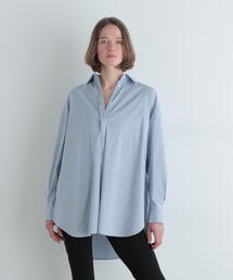 【美品】LE PHIL シャツワンピース オーバーサイズ ブラウス ゆったり ル フィル LE PHIL SOLOTEXブロードオーバーサイズブラウス （ブルー