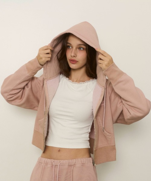 ALEXIA STAM(アリシアスタン)の「Wellness Zip Up Hoodie /ウェルネス ロゴスウェットフーディー(パーカー・レディース・イエロー/ピンク/グレー・FREE)」の3枚目の写真