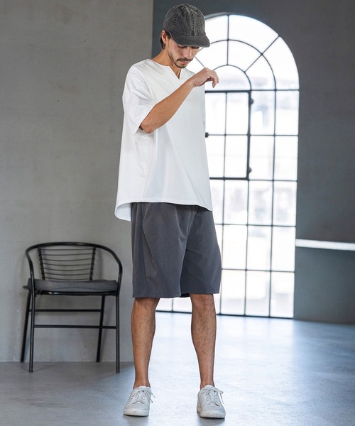 CAMBIO(カンビオ)の「mt10219- COOLMAX Key Neck Short Sleeve Tee キーネックTシャツ(2026GIM-007)(Tシャツ/カットソー・メンズ・ホワイト/ブラック/チャコール・S/M/L)」の11枚目の写真