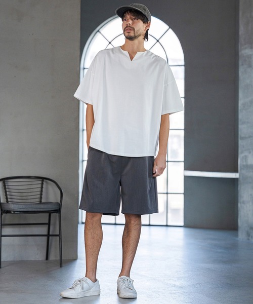 CAMBIO(カンビオ)の「mt10219- COOLMAX Key Neck Short Sleeve Tee キーネックTシャツ(2026GIM-007)(Tシャツ/カットソー・メンズ・ホワイト/ブラック/チャコール・S/M/L)」の12枚目の写真