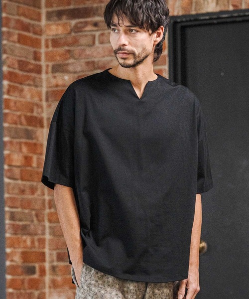 CAMBIO(カンビオ)の「mt10219- COOLMAX Key Neck Short Sleeve Tee キーネックTシャツ(2026GIM-007)(Tシャツ/カットソー・メンズ・ホワイト/ブラック/チャコール・S/M/L)」の13枚目の写真