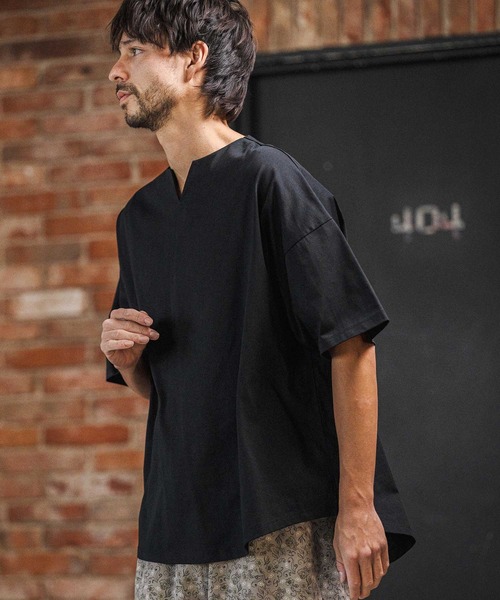 CAMBIO(カンビオ)の「mt10219- COOLMAX Key Neck Short Sleeve Tee キーネックTシャツ(2026GIM-007)(Tシャツ/カットソー・メンズ・ホワイト/ブラック/チャコール・S/M/L)」の14枚目の写真