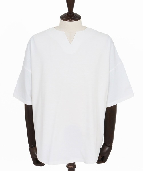 CAMBIO(カンビオ)の「mt10219- COOLMAX Key Neck Short Sleeve Tee キーネックTシャツ(2026GIM-007)(Tシャツ/カットソー・メンズ・ホワイト/ブラック/チャコール・S/M/L)」の17枚目の写真