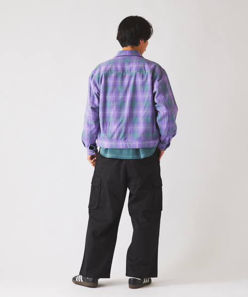 JOURNAL STANDARD relume（ジャーナルスタンダード　レリューム）の「チェック ショート シャツブルゾン（その他アウター・メンズ・ピンク/パープル/イエロー・MEDIUM/LARGE）」の8枚目の写真