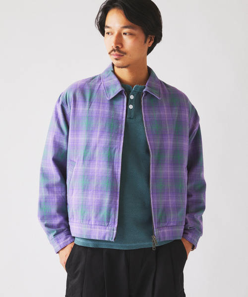JOURNAL STANDARD relume（ジャーナルスタンダード　レリューム）の「チェック ショート シャツブルゾン（その他アウター・メンズ・ピンク/パープル/イエロー・MEDIUM/LARGE）」の9枚目の写真