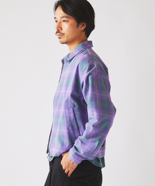 JOURNAL STANDARD relume（ジャーナルスタンダード　レリューム）の「チェック ショート シャツブルゾン（その他アウター・メンズ・ピンク/パープル/イエロー・MEDIUM/LARGE）」の11枚目の写真