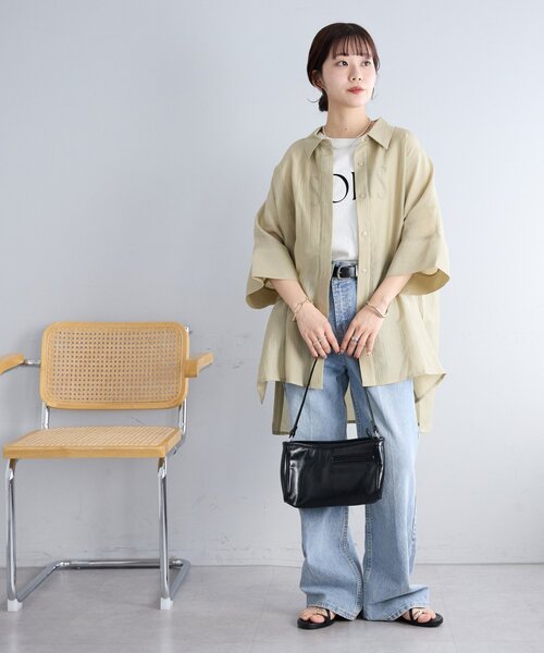 DISCOAT(ディスコート)の「【WEB限定】ドルマンオーバー半袖シャツ(シャツ/ブラウス・レディース・チャコールグレー/グレイッシュベージュ/グリーン系その他2・MEDIUM)」の6枚目の写真