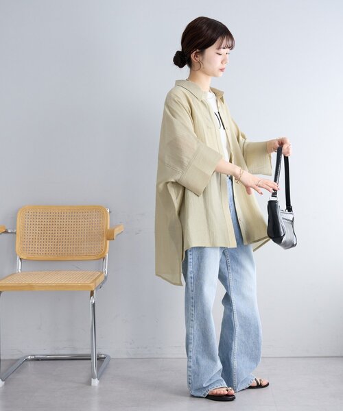DISCOAT(ディスコート)の「【WEB限定】ドルマンオーバー半袖シャツ(シャツ/ブラウス・レディース・チャコールグレー/グレイッシュベージュ/グリーン系その他2・MEDIUM)」の7枚目の写真