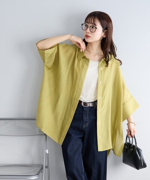 DISCOAT(ディスコート)の「【WEB限定】ドルマンオーバー半袖シャツ(シャツ/ブラウス・レディース・チャコールグレー/グレイッシュベージュ/グリーン系その他2・MEDIUM)」の15枚目の写真