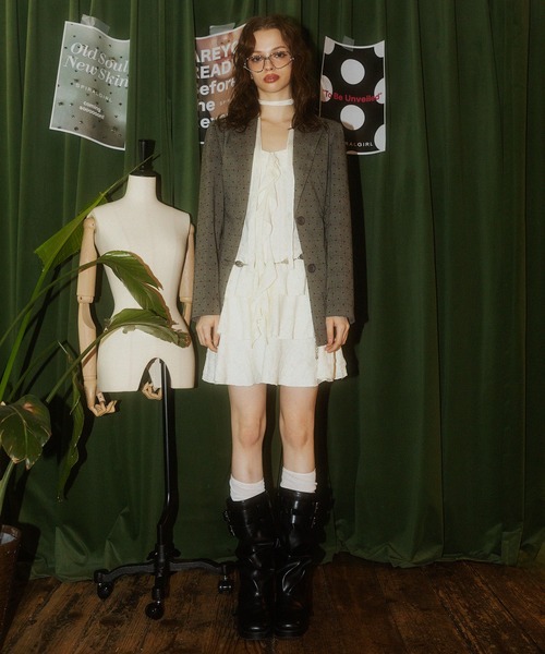 SPIRALGIRL（スパイラルガール）の「チョーカーティアードダメージワンピース（ワンピース・レディース・ブラック/オフホワイト/ブラウン・FREE）」の5枚目の写真