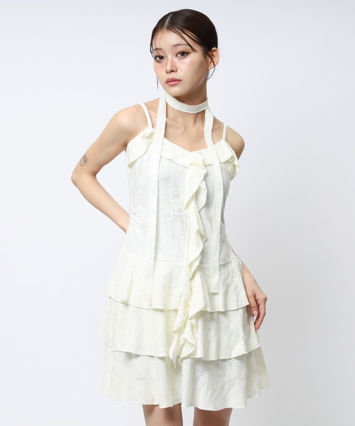 SPIRALGIRL（スパイラルガール）の「チョーカーティアードダメージワンピース（ワンピース・レディース・ブラック/オフホワイト/ブラウン・FREE）」の6枚目の写真