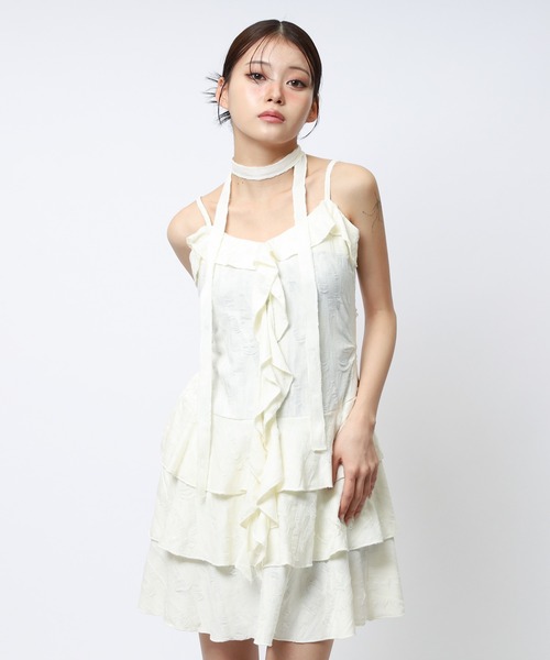 SPIRALGIRL（スパイラルガール）の「チョーカーティアードダメージワンピース（ワンピース・レディース・ブラック/オフホワイト/ブラウン・FREE）」の8枚目の写真