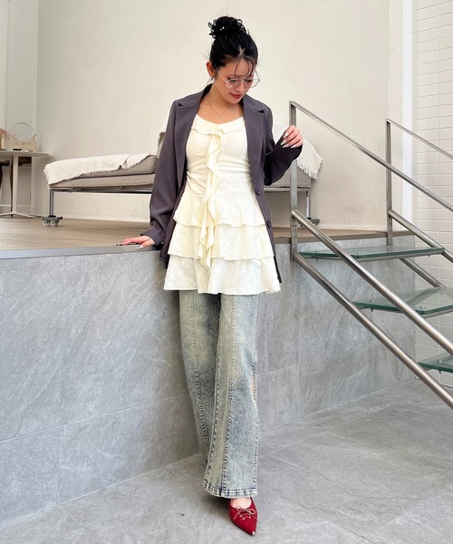 SPIRALGIRL（スパイラルガール）の「チョーカーティアードダメージワンピース（ワンピース・レディース・ブラック/オフホワイト/ブラウン・FREE）」の17枚目の写真