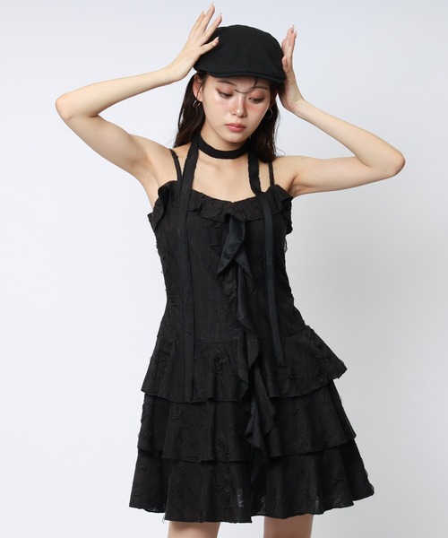 SPIRALGIRL（スパイラルガール）の「チョーカーティアードダメージワンピース（ワンピース・レディース・ブラック/オフホワイト/ブラウン・FREE）」の21枚目の写真