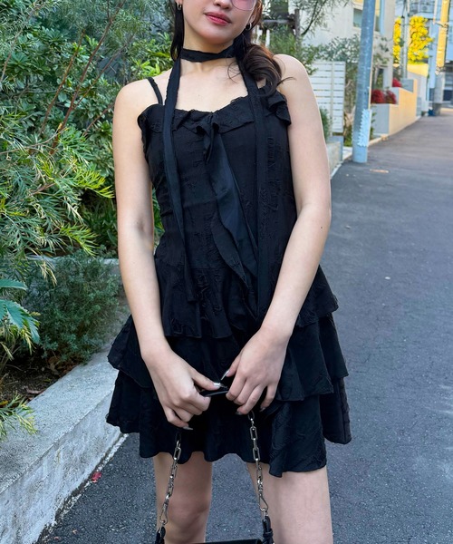 SPIRALGIRL（スパイラルガール）の「チョーカーティアードダメージワンピース（ワンピース・レディース・ブラック/オフホワイト/ブラウン・FREE）」の22枚目の写真