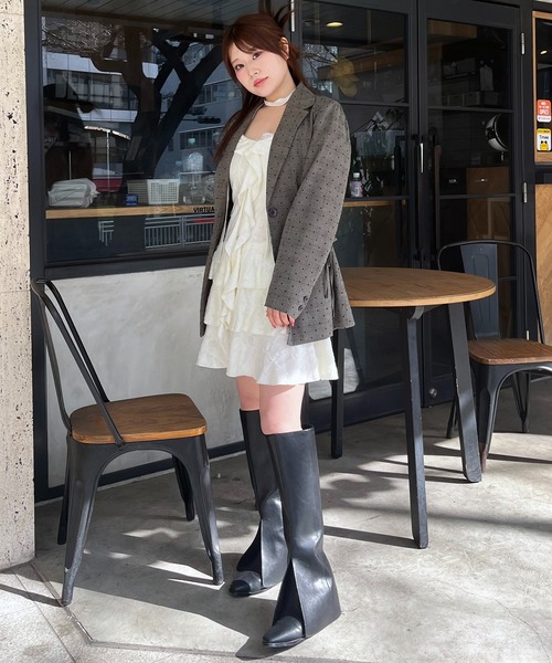 SPIRALGIRL（スパイラルガール）の「チョーカーティアードダメージワンピース（ワンピース・レディース・ブラック/オフホワイト/ブラウン・FREE）」の4枚目の写真
