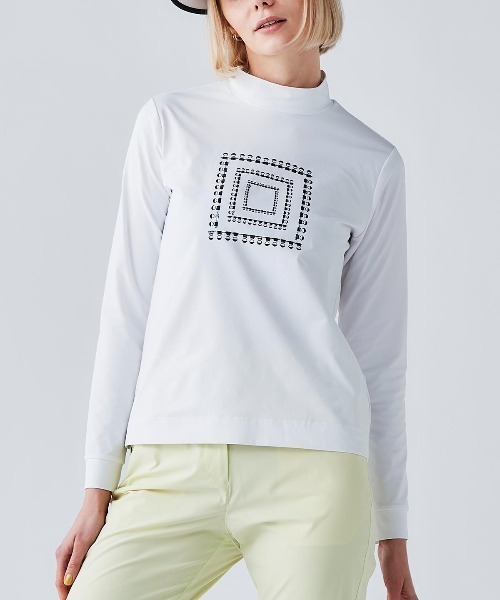 Picone CLUB（ピッコーネクラブ）の「UV速乾ピコスクエア柄プルオーバー（Tシャツ/カットソー・レディース・ブラック/ライトブルー/イエロー/ホワイト・9号/11号/13号）」の2枚目の写真