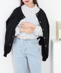 シャーリング衿長袖プルオーバー