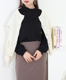 シャーリング衿長袖プルオーバー