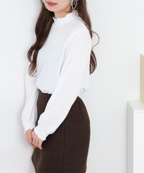 Quelle Chance(ケルシャンス)の「シャーリング衿長袖プルオーバー(Tシャツ/カットソー・レディース・オフホワイト/オートミール/ホワイト系2/ブラック・L/M)」の21枚目の写真